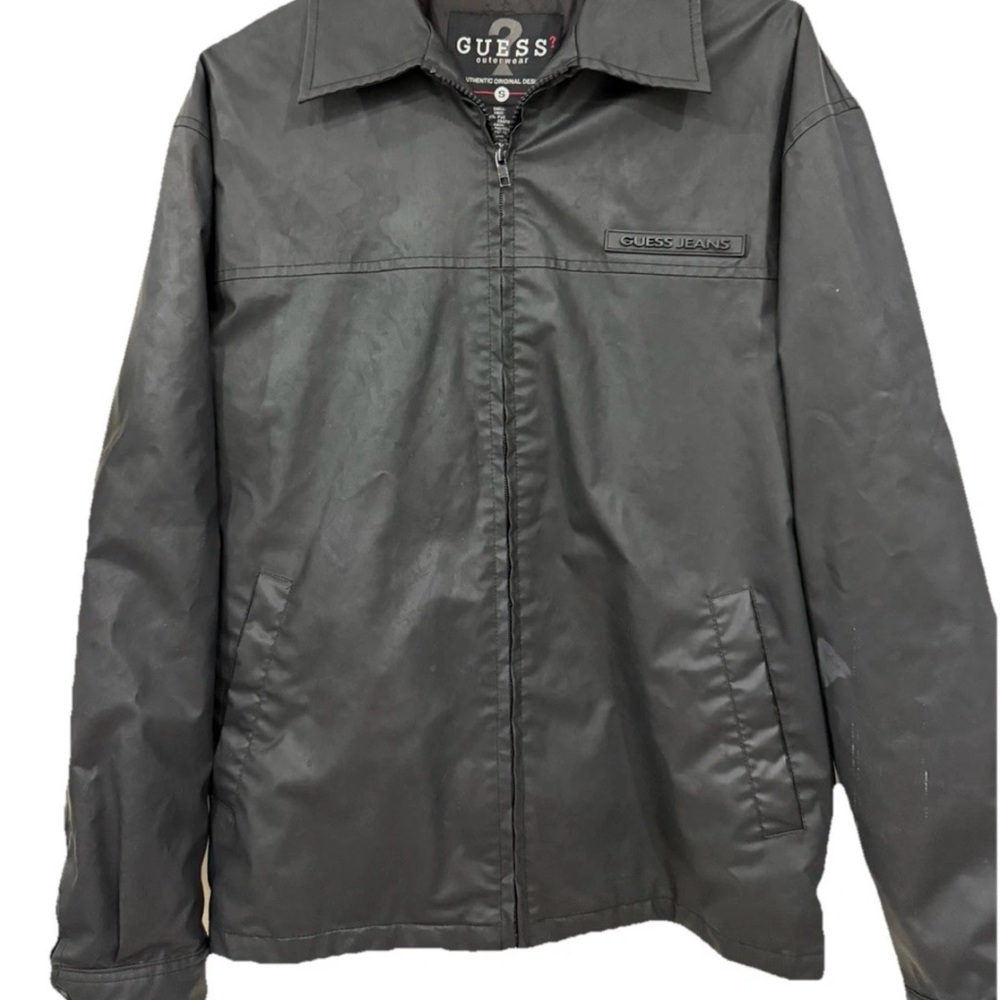GUESS Black Lightweight Faux Leather Zip Jacket